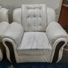 White Leather 5 seater Sofa for sale