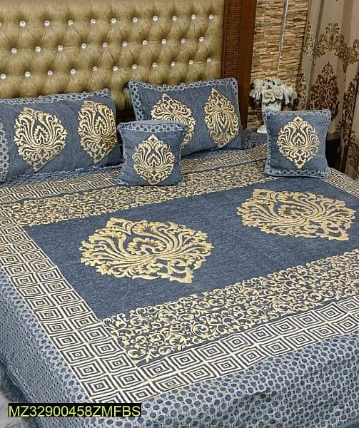 5pcs velvet jacquard printed double bedspread 0