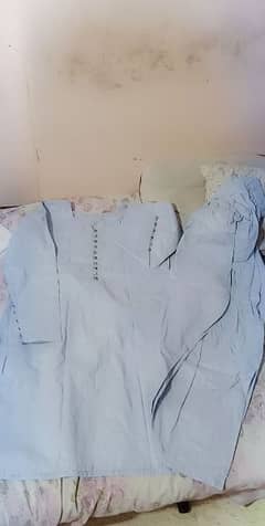 sky blue  2 piece simple cotton dress