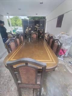 Eight Chairs Deco Paint Dinning Table