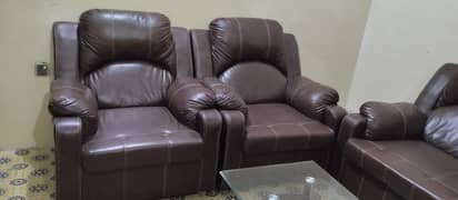 Sofa set 5 seater full leather cover