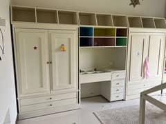 two door cupboardsx2 +writing table +shelves