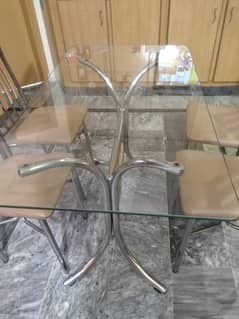 Glass Dining Table with 4 chairs