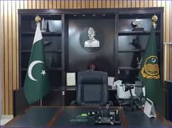 Pakistan Flag / Logo Flag & Multicolour Pole for CEO Office Decoration