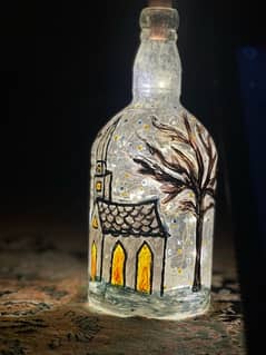 Bottle glass lamp handmade