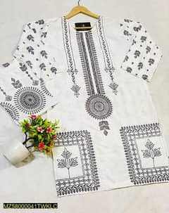 2 pc woman's stitched linen block printed suit