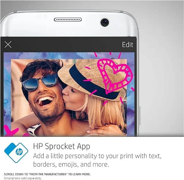 HP Sprocket Portable Photo Printer, Print Social Media Photos on 2x3" 2