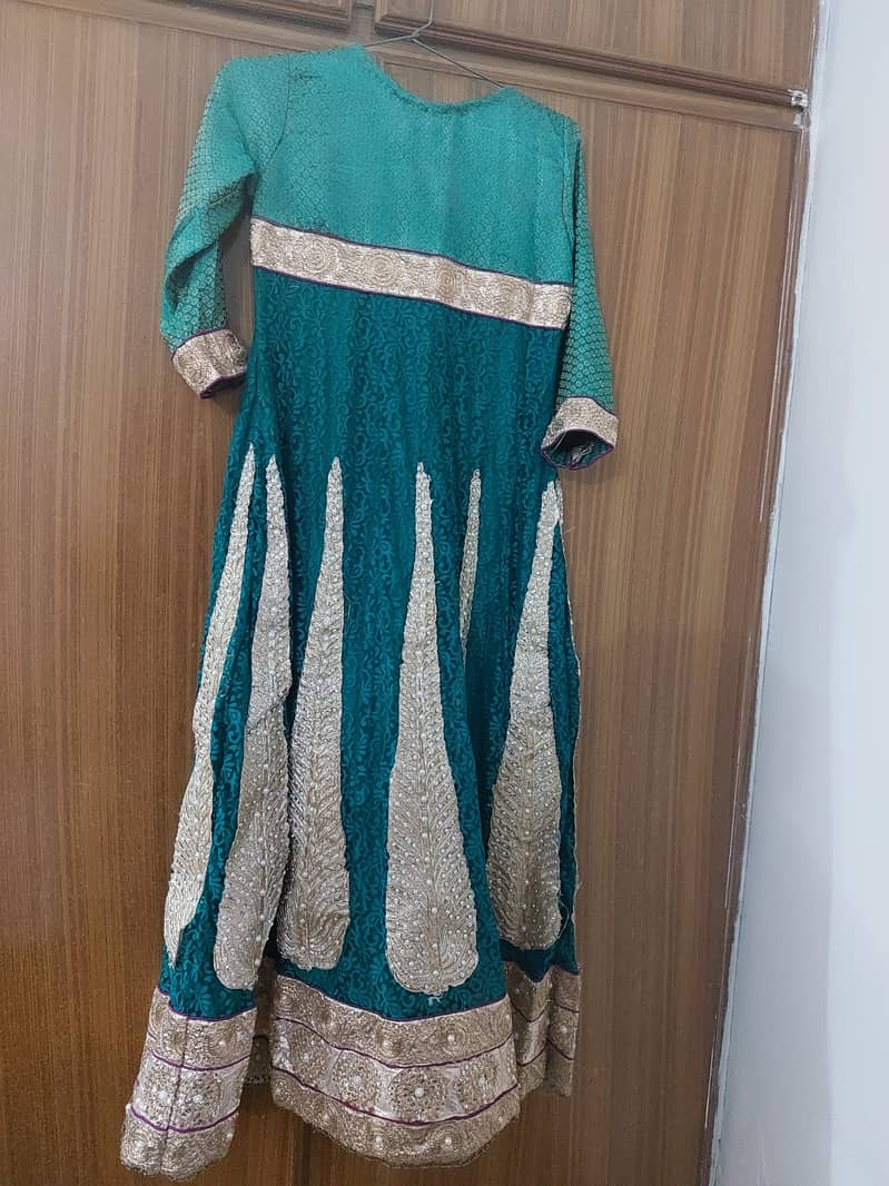 ReadytoWear Green Color Mehndi Frock With Magenta Combination Bridal 5