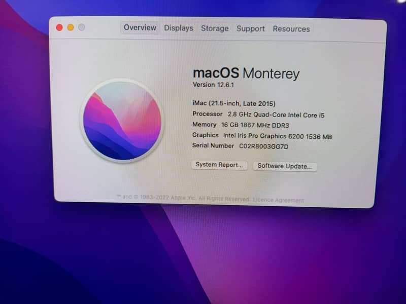 Apple iMac2015 Core i5 21”,16GB Ram,1.02TB Fusion Drive(32GB+1TB) 1