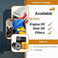 All cars Engine oil , oil , Air & cabin filter