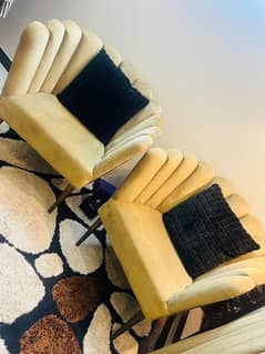 Dull gold 2 velvet chairs 0