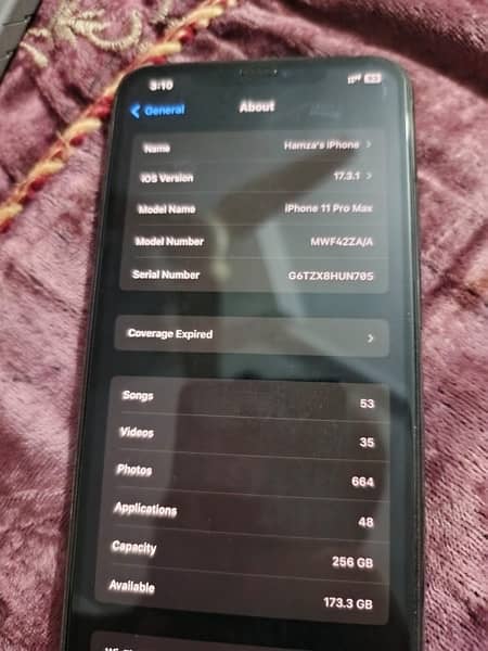 Iphone 11 pro max 256 gb pta approved dual sim BH89 3