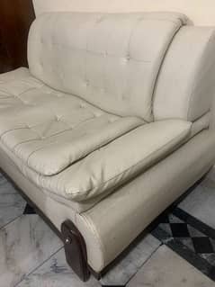 7 seater white leather sofa and 2 seater brown sofa for sale