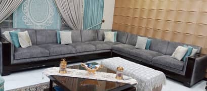 High Quality High Gloss Finished Luxury L Shape Sofa