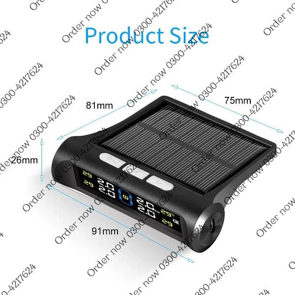 Car Solar TPMS Tire Pressure Monitoring System Solar Power Digit 9