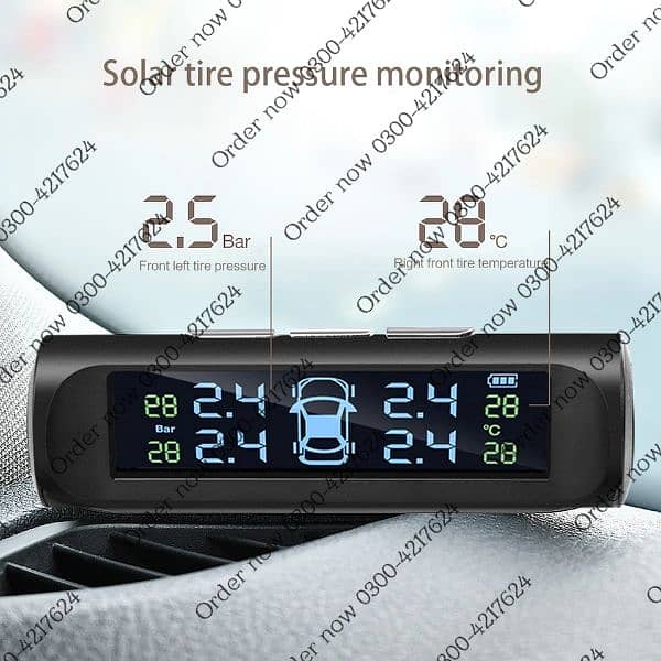 Car Solar TPMS Tire Pressure Monitoring System Solar Power Digit 10