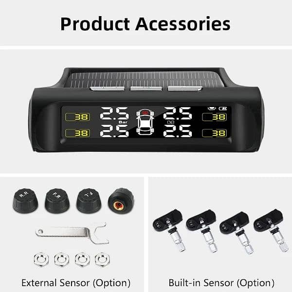 Car Solar TPMS Tire Pressure Monitoring System Solar Power Digit 6