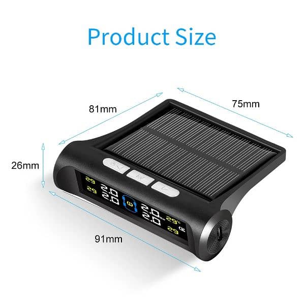 Car Solar TPMS Tire Pressure Monitoring System Solar Power Digit 17