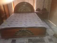 double bed with mattress & side tables