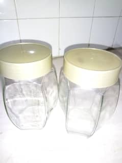 Glass jars with plastic lids 1Kg (Rs. 300 per pair)