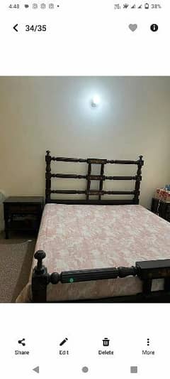 wooden bed in very good condition with 2 drawas