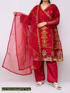 •  Fabric: Organza
•  Product Type: Suit
•  Pattern: Embroidered
•