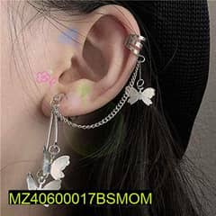 Pair of alloy silver Butterfly earcuff