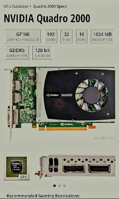 Nividia Quadro 2000. . 1GB GDDR5 128Bitsss. . . 10/10 Condition