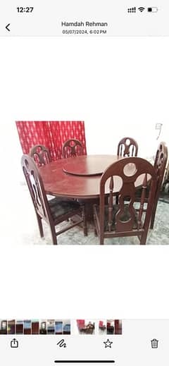 6 chair Dining table