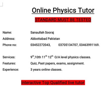 i am your online physics instructor.