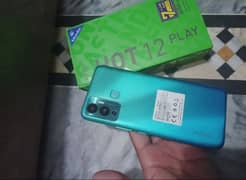 infinix hot 12 play (4 64) box original charger sath ha