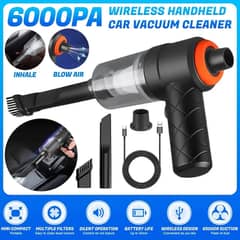 Car Cordless Vacuum Cleaner, 6000pa High Suction Power Mode Portable