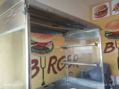Burger counter with fryer