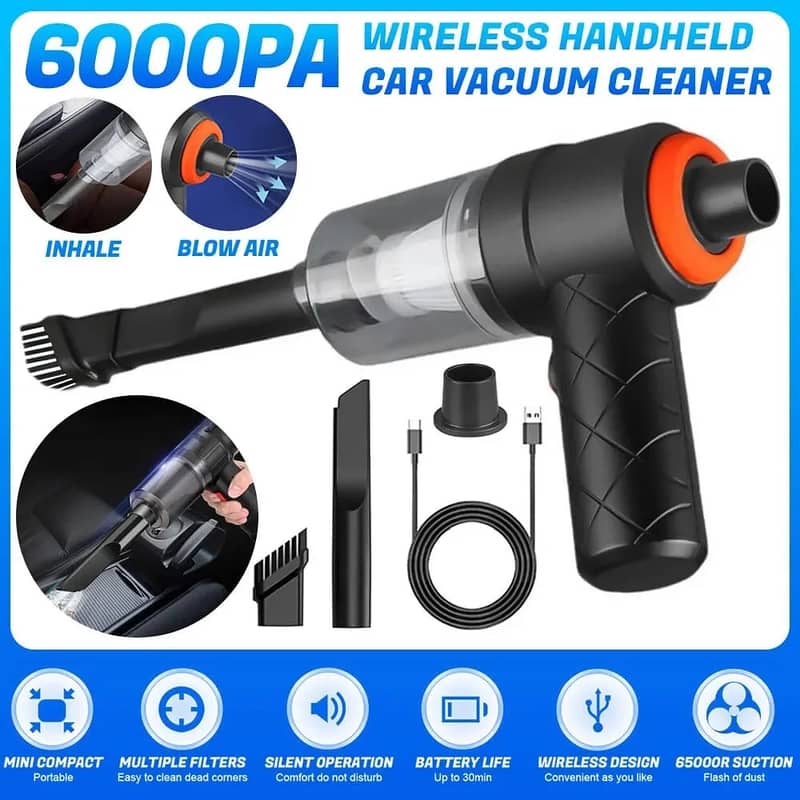 Car Cordless Vacuum Cleaner,High Suction Power Mode Portabl 6000pa 1