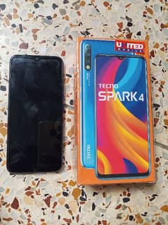 Tecno Spark 4 in good condition with box