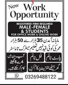 staff required for online work and office work