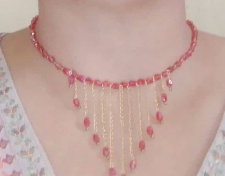 beautiful Korean red crystal  necklace 1