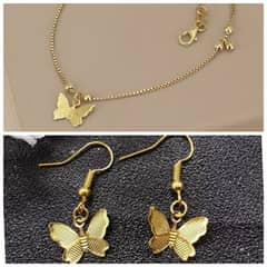 butterfly chain and earing