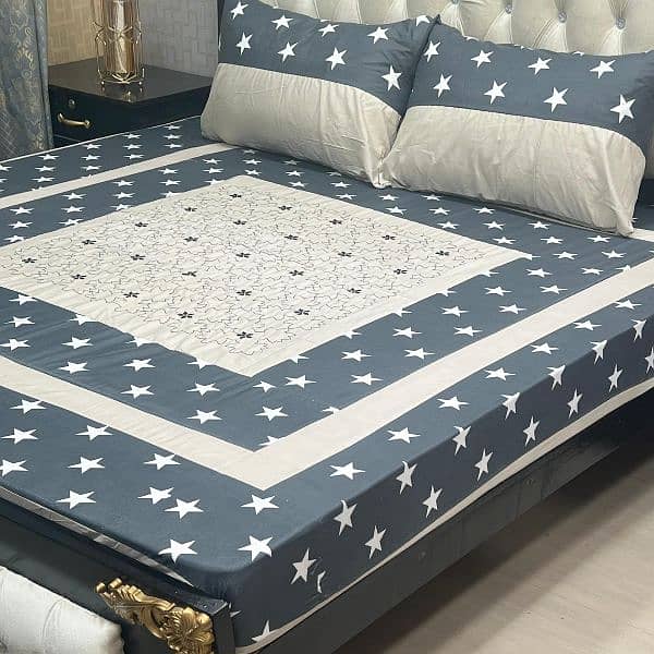 Embroidered Patch Work King Size BedSheets. . . 
 03017186072 5