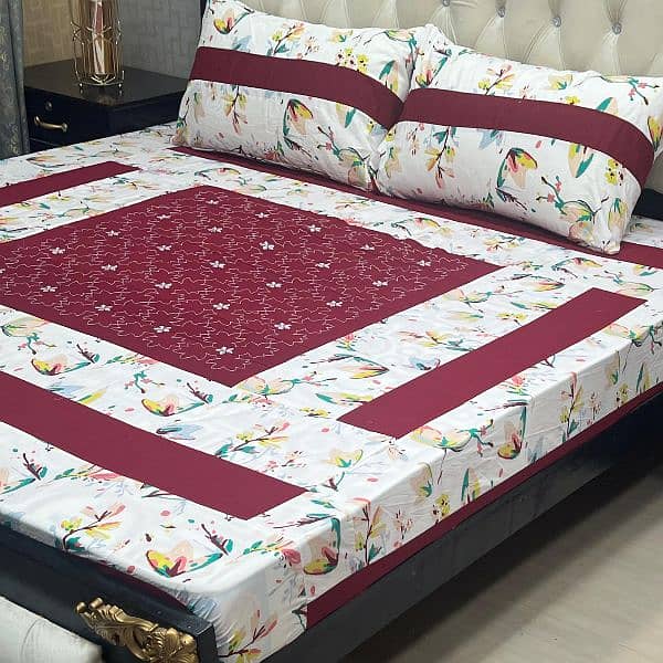 Embroidered Patch Work King Size BedSheets. . . 
 03017186072 7