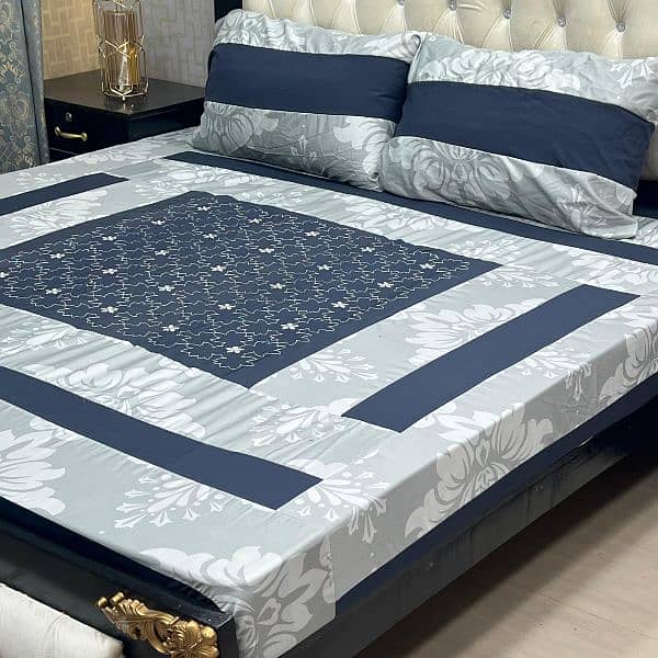 Embroidered Patch Work King Size BedSheets. . . 
 03017186072 8