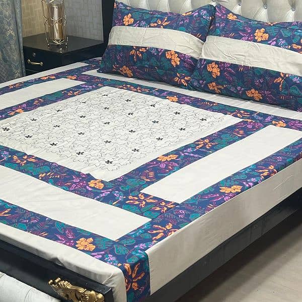 Embroidered Patch Work King Size BedSheets. . . 
 03017186072 9