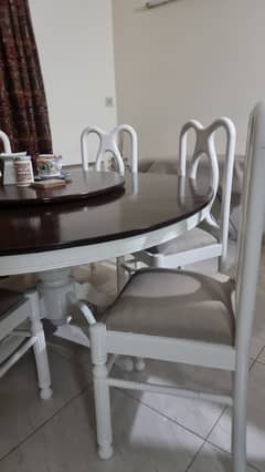 Pure wood dining table with 6 chairs