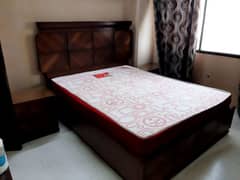 Queen Size Bed with 2 Corner Tables for Sale