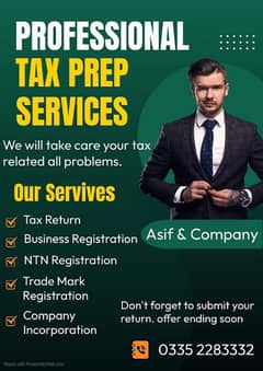 SALES TAX, Income Tax Returns, NTN, GST, Company Registration,Tax
