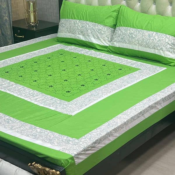 Embroidered Patch Work King Size BedSheets. . . 03017186072 whatsup 0