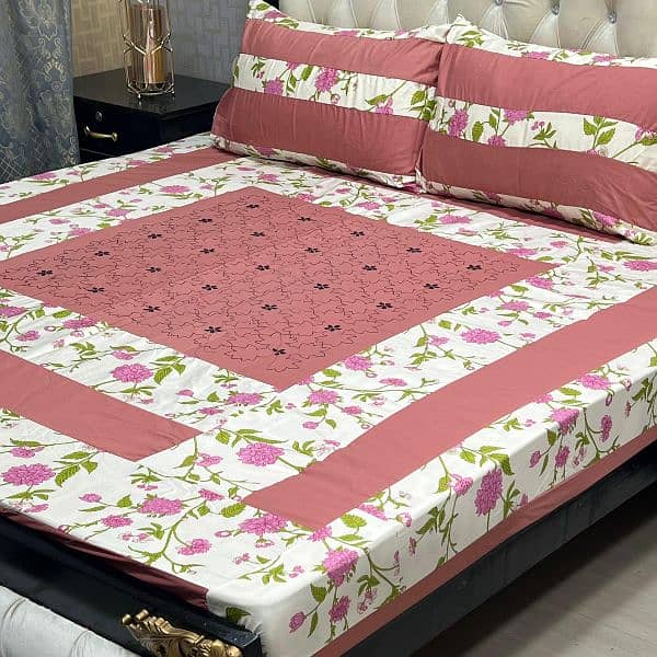 Embroidered Patch Work King Size BedSheets. . . 03017186072 whatsup 3