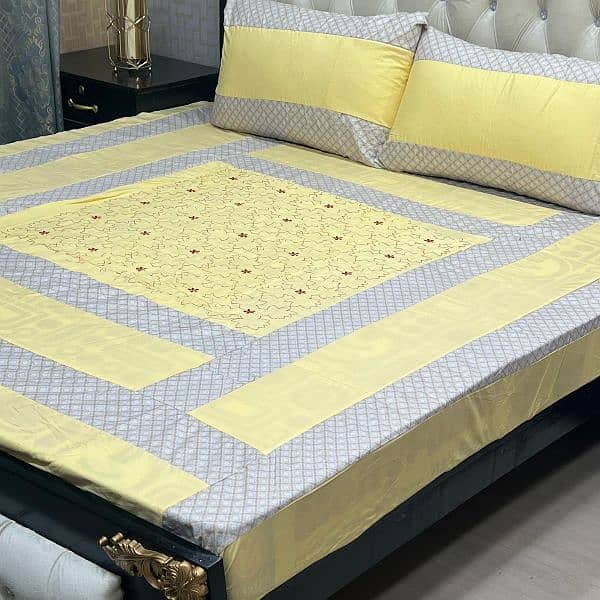 Embroidered Patch Work King Size BedSheets. . . 03017186072 whatsup 19