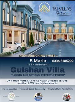5 Marla House (Villa) For Sale on Installments in Taj Residencia