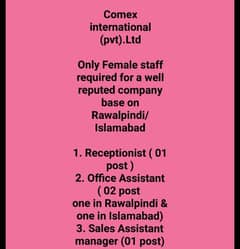 Receptionist 01 / Office Assistant 02  / Assistant Manager 01